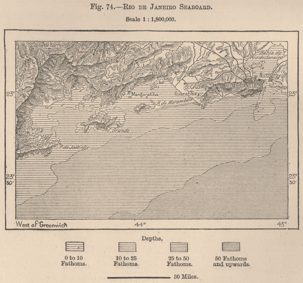 Rio de Janeiro seaboard. Paraty. Ilha Grande. Brazil 1885 old antique map